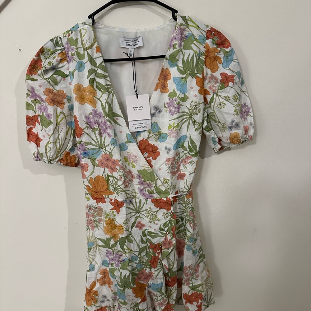 & Other Stories puff sleeves mini wrap dress